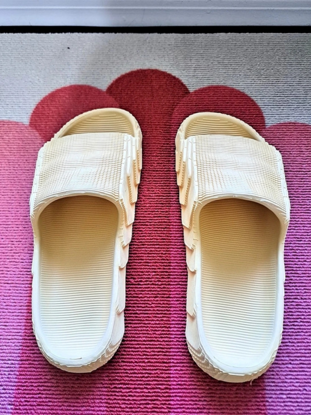 Ribbed Slide Sandals in Yellow Like New
